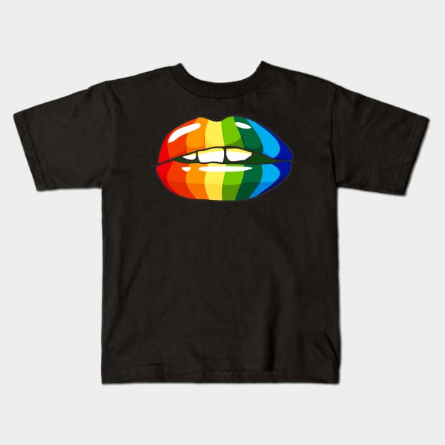 Mouth Rainbow Lips Kids T-Shirt by Jennifer